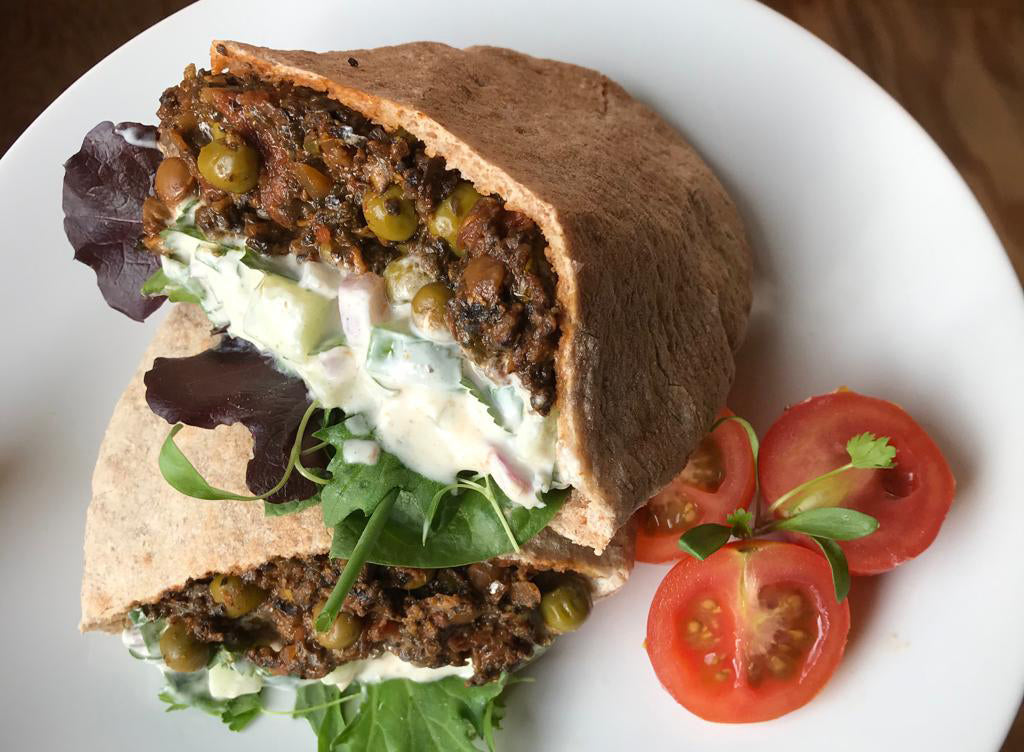 Mushroom Keema with Peas & Pitta