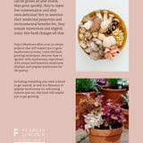 Book cover with text about growing mushrooms and images of mushrooms and potted plants.
