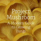Book cover of 'Project Mushroom' with yellow mushrooms and Kew Gardens logo.